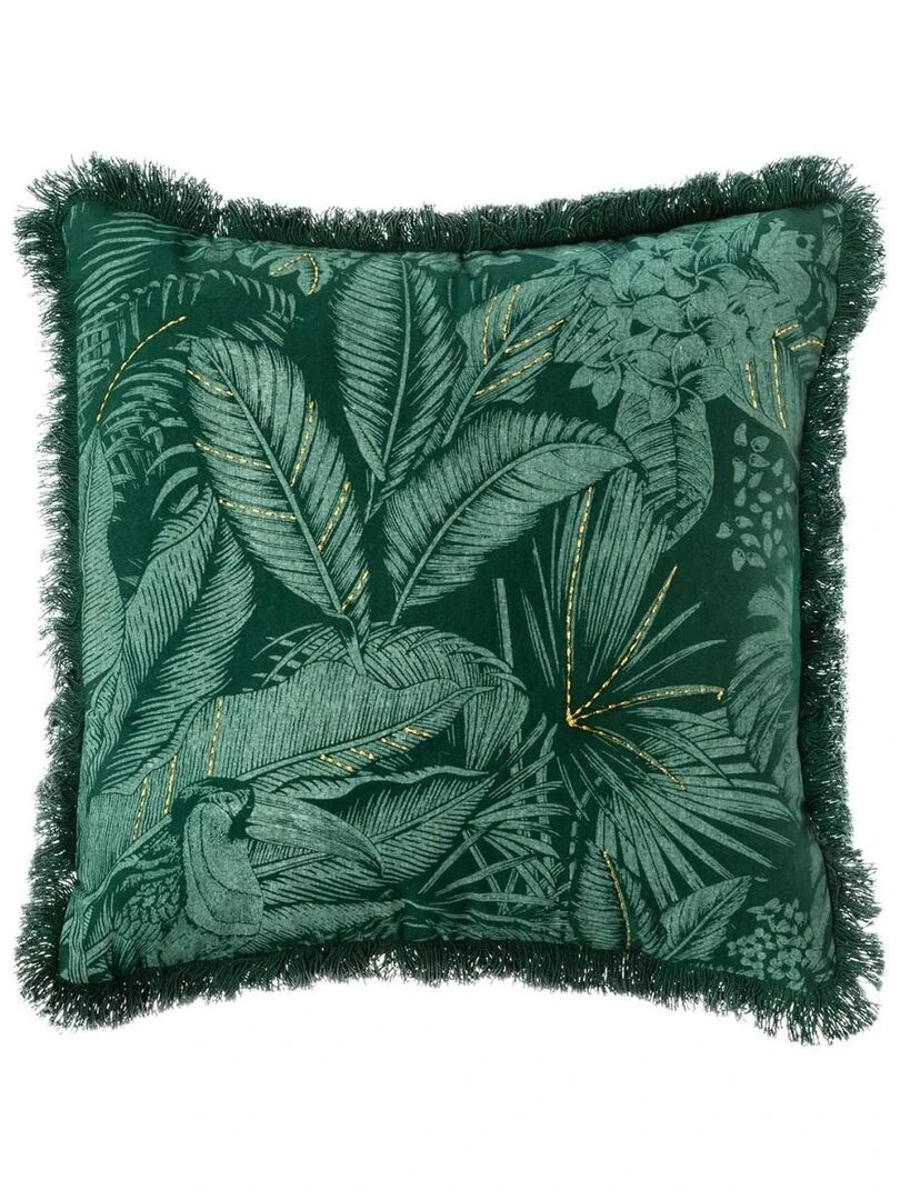 Housse de coussin brodée 40x40 Jungle Vert