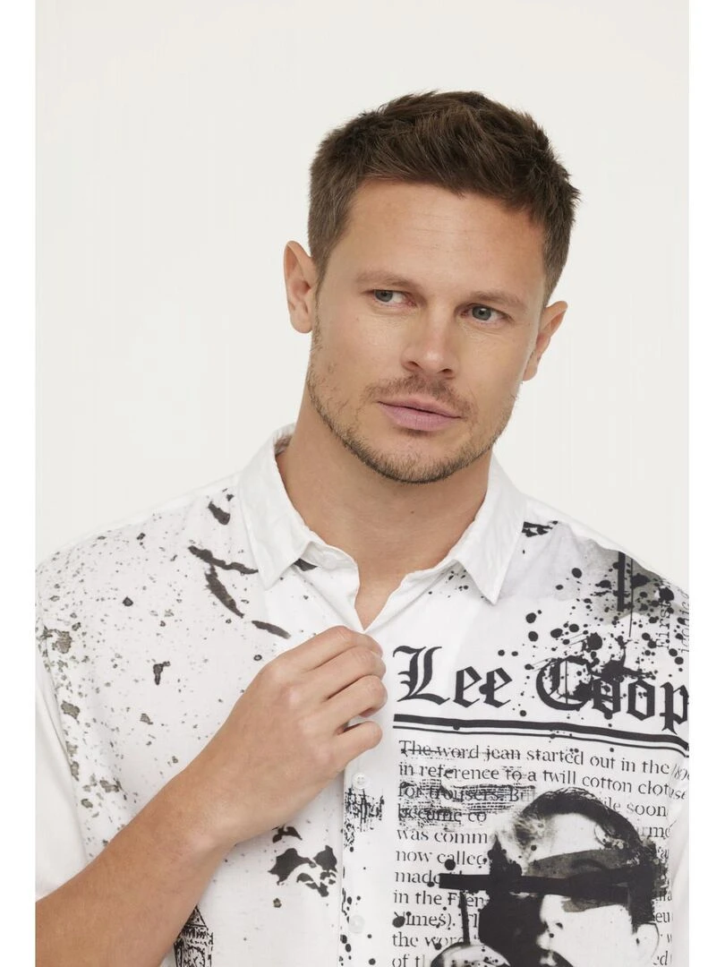 Lee Cooper   Chemise manches courtes viscose comfort DINO   Blanc