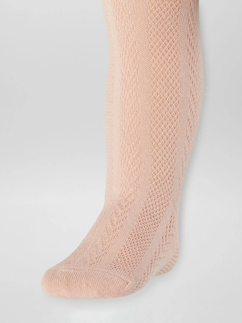 Lot de 2 collants en maille torsadée   Gris/rose