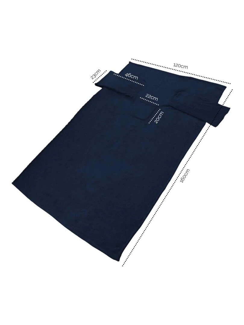 Couverture polaire plaid intégral avec manches et poche Enfant Vivezen Bleu