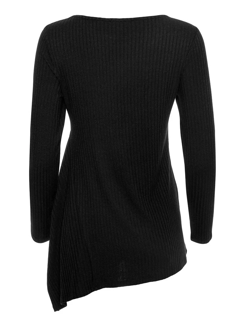 Top asymétrique manches longues Cosy   Noir