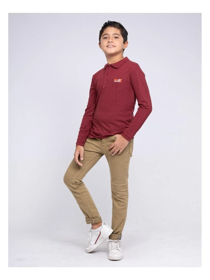 Polo manches longues pur coton PODRICK J   Bordeaux