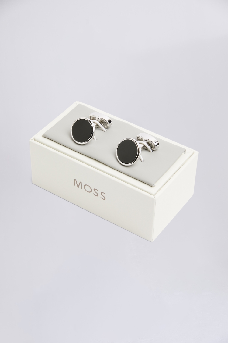 Silver Onyx Cufflinks Buy Online at Moss