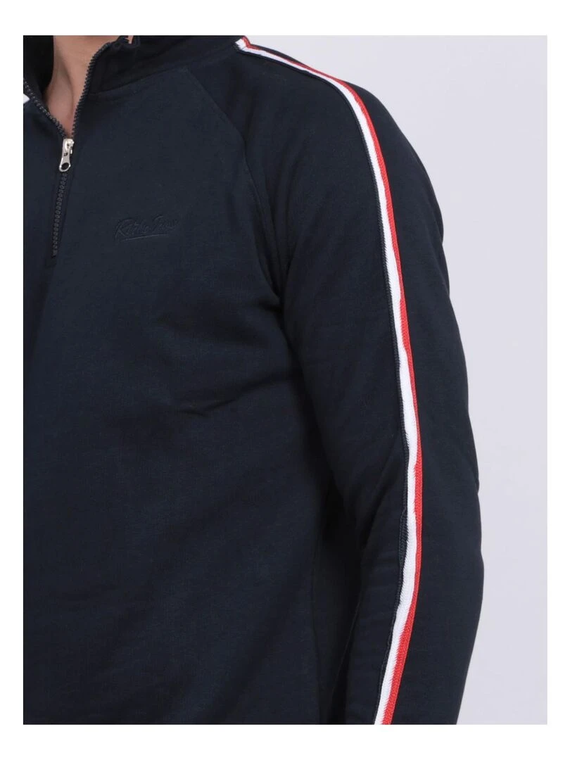 Sweat col montant zippé WOLOF   Bleu marine