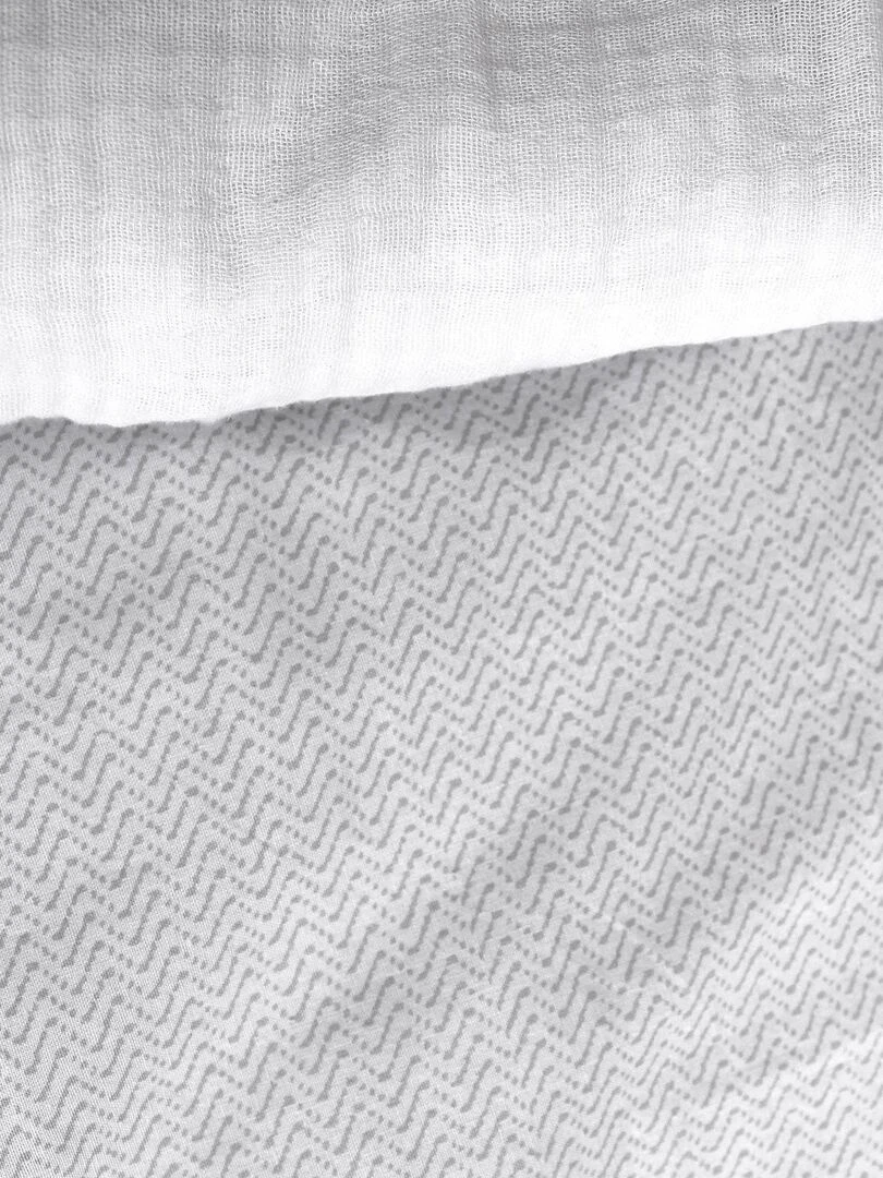 Parure de lit géométrique et réversible   Blanc