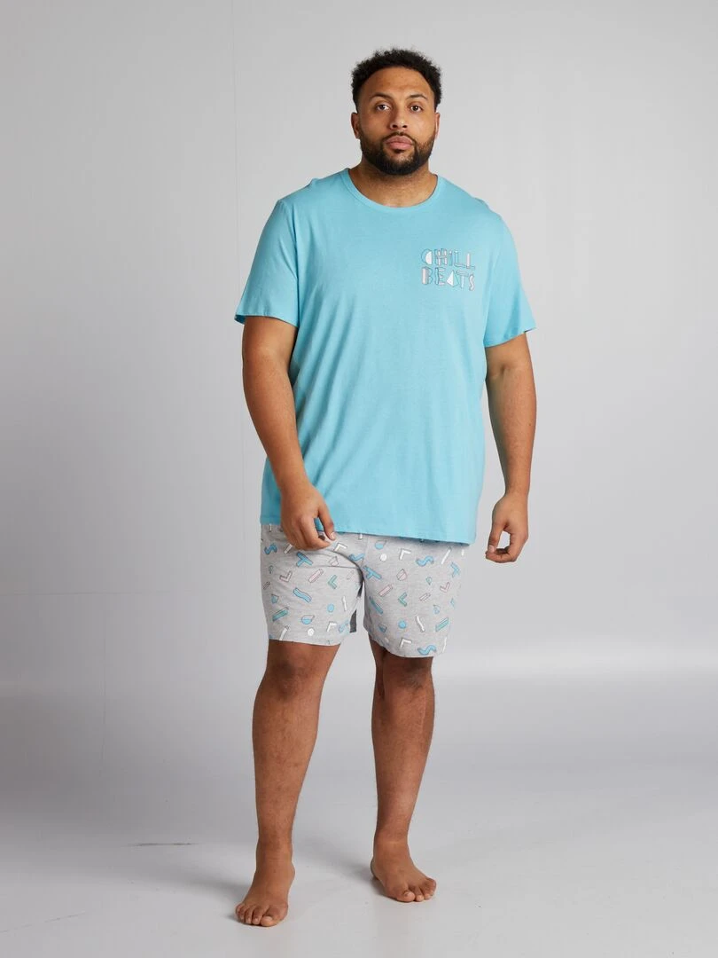 Pyjama court short + t shirt 2 pièces Gris