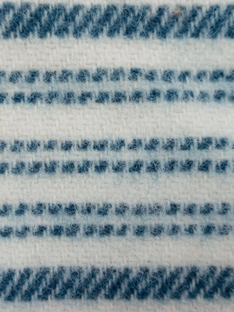 Couverture bayadère en laine mélangée   Bleu turquoise