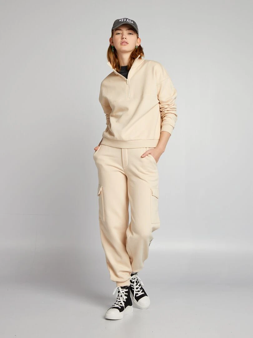 Sweat camionneur en molleton   Beige