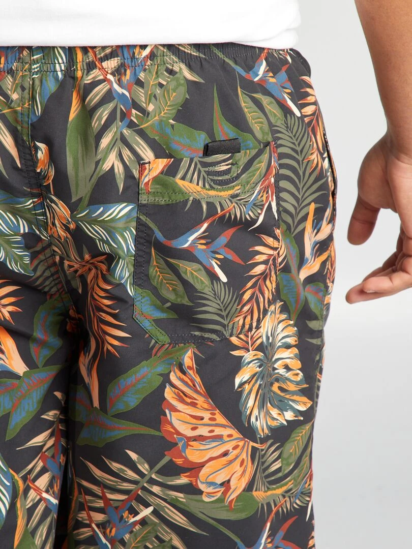 Short de bain motif tropical   Gris