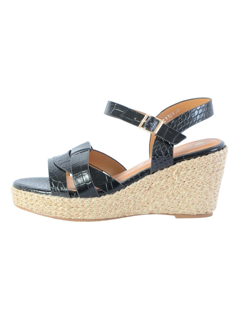 Sandale Compensée The Divine Factory QL4351 Noir
