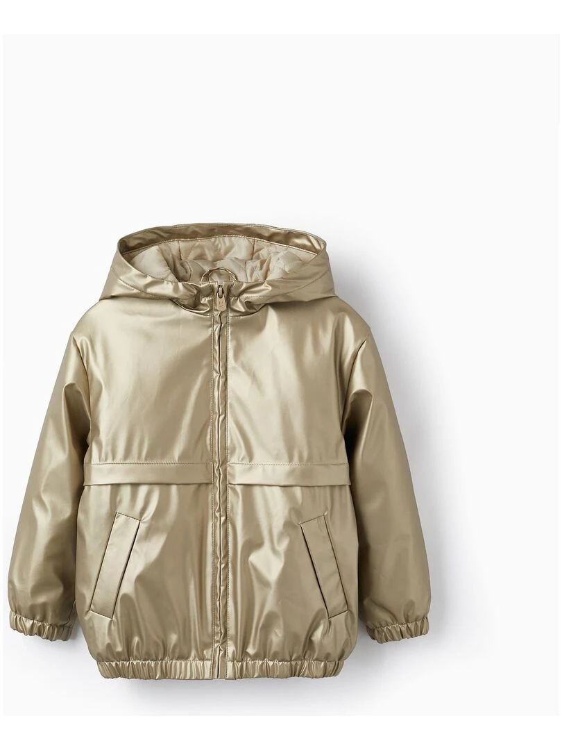 Parka en caoutchouc avec capuche pour fille GREAT GOALS GREAT WORLD Or rose