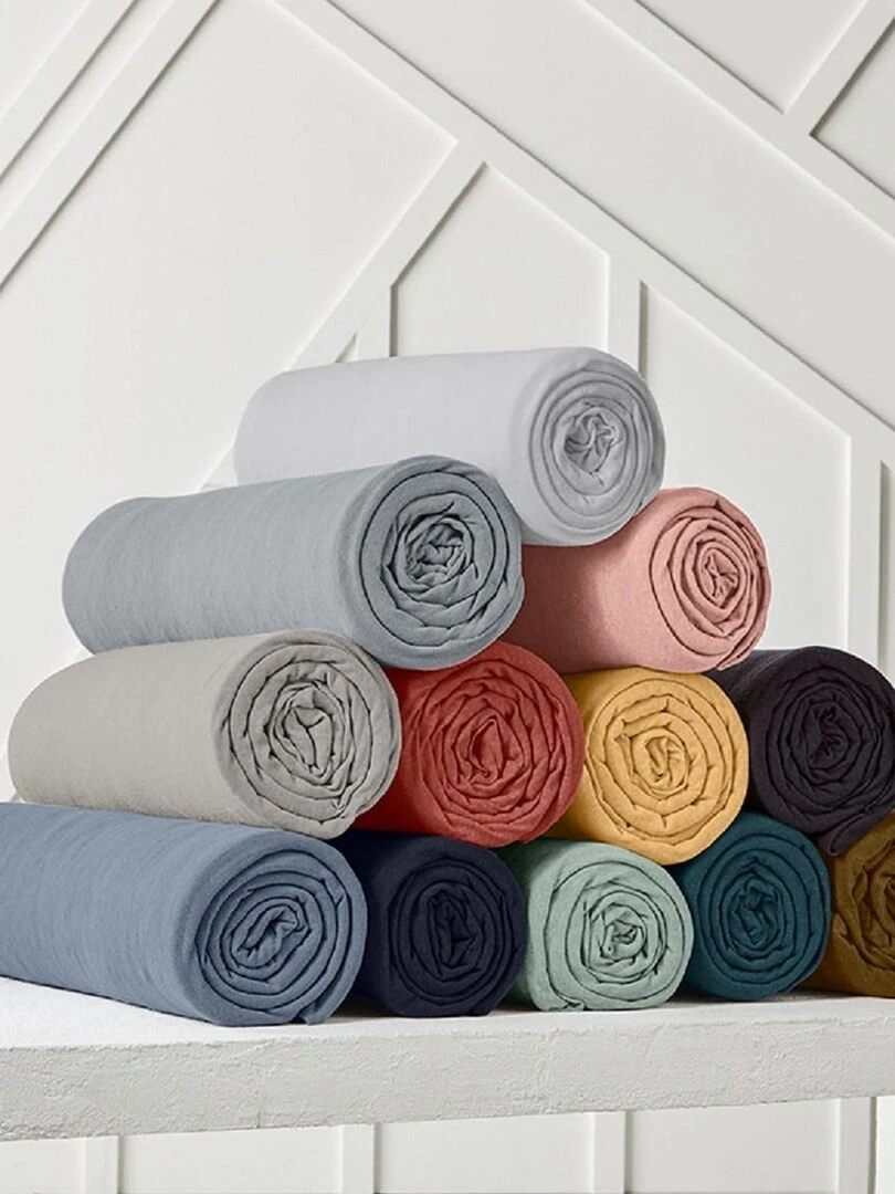 Drap housse 2 personnes uni 'ESSENTIAL' 'TODAY'   Bleu