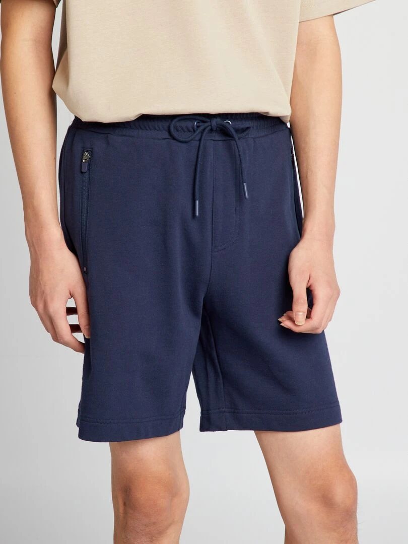Short en molleton avec poches zippées   Noir