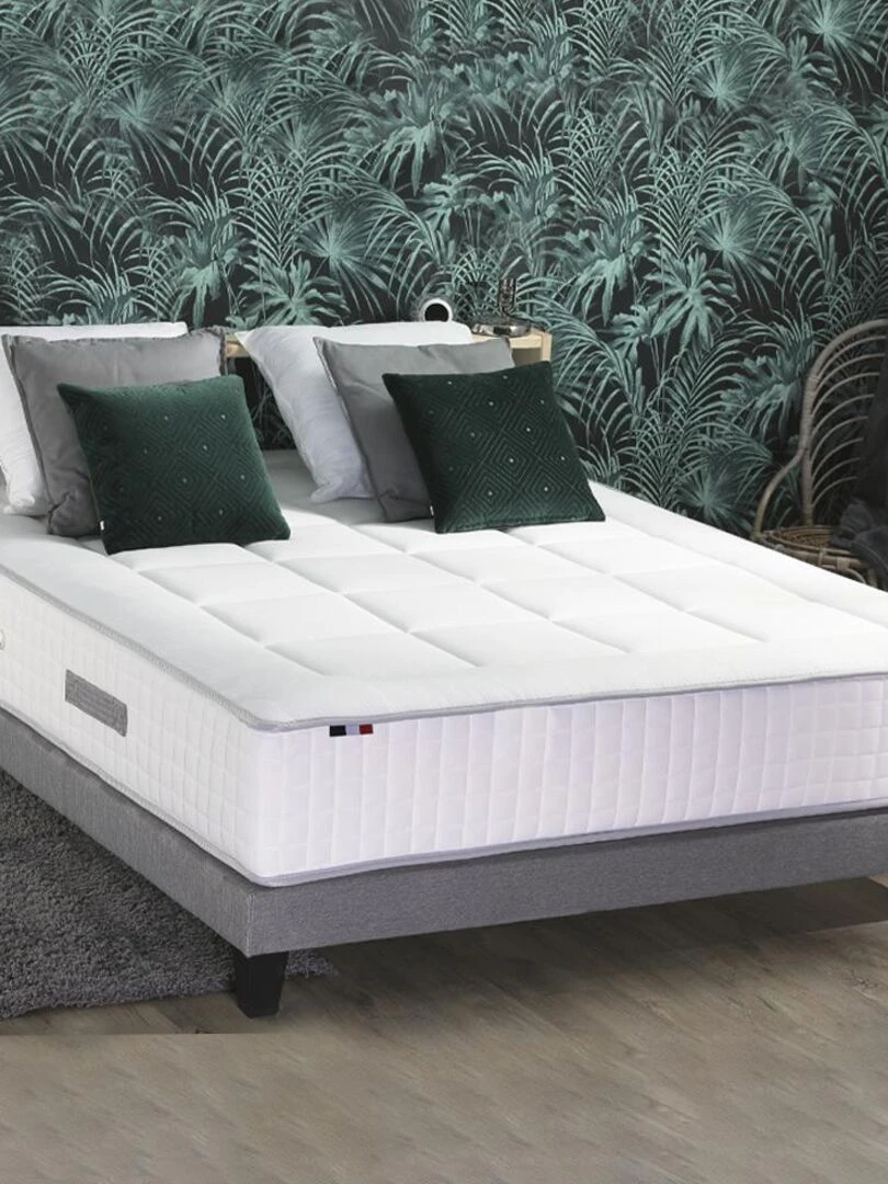 Ensemble matelas Ressorts 7 zones H30cm + sommier PALACIO FABRICATION FRANCAISE Blanc