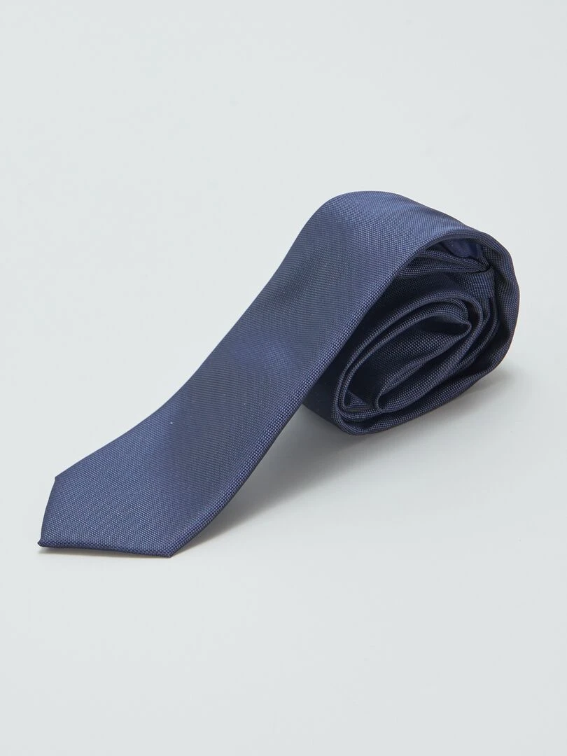 Cravate unie texturée Bleu