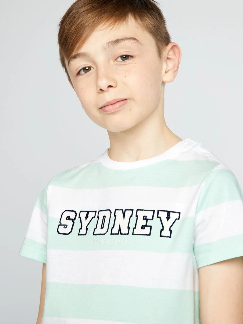 T shirt imprimé So Easy Vert rayé