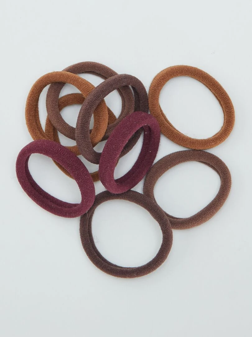 Lot de 10 élastiques pour cheveux Marron