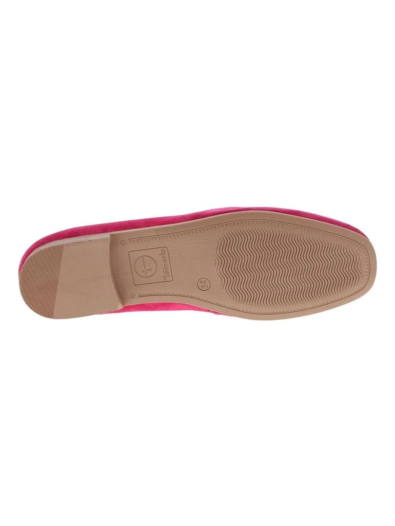 TAMARIS   Mocassins cuir nubuck talon plat   Rose fushia