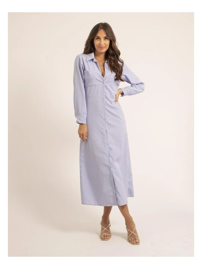 Robe chemise longue rayée IRNA Bleu