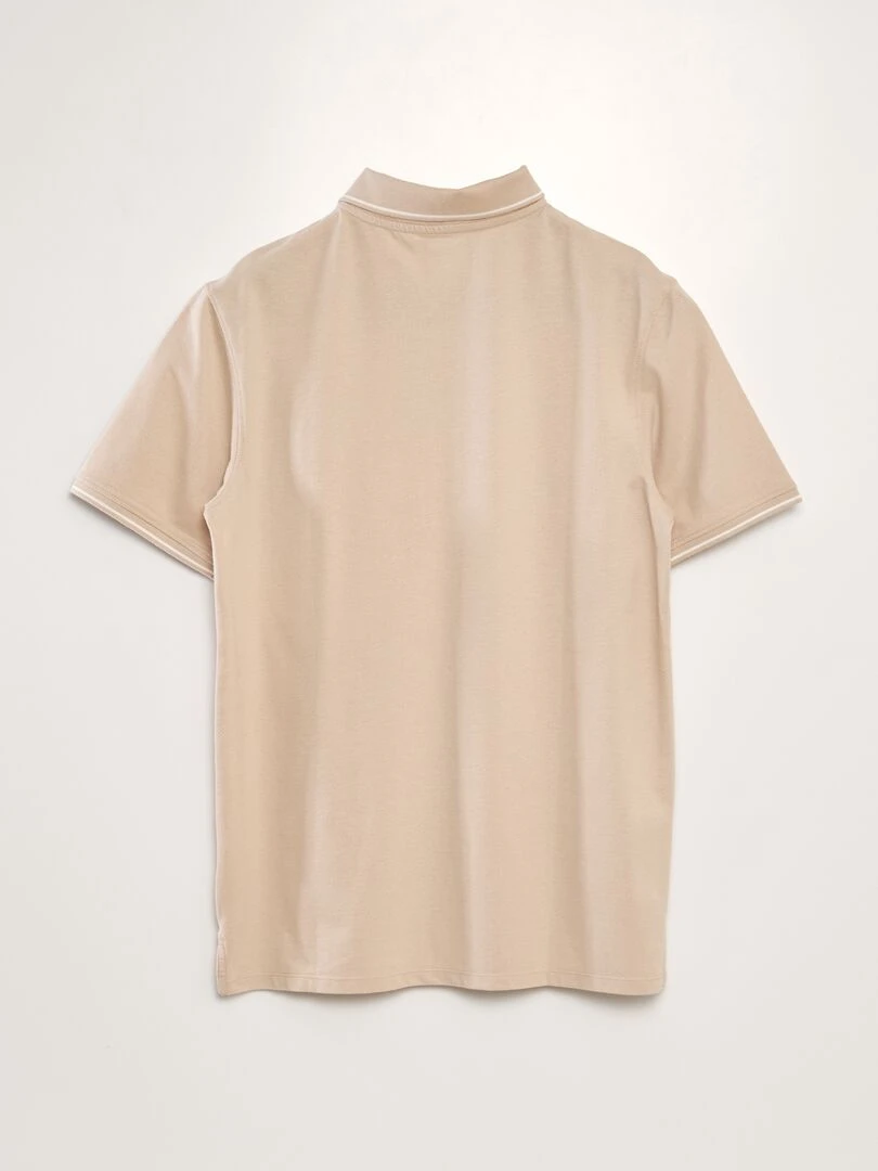 Polo en piqué de coton effet moucheté Beige