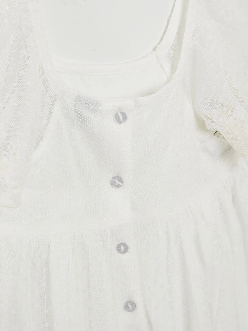 Robe trapèze en tulle plumetis   blanc