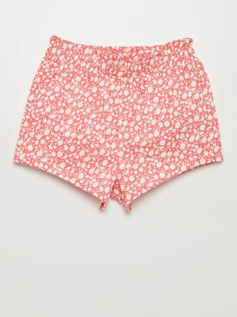 Ensemble t shirt + short imprimé   2 pièces   Rose