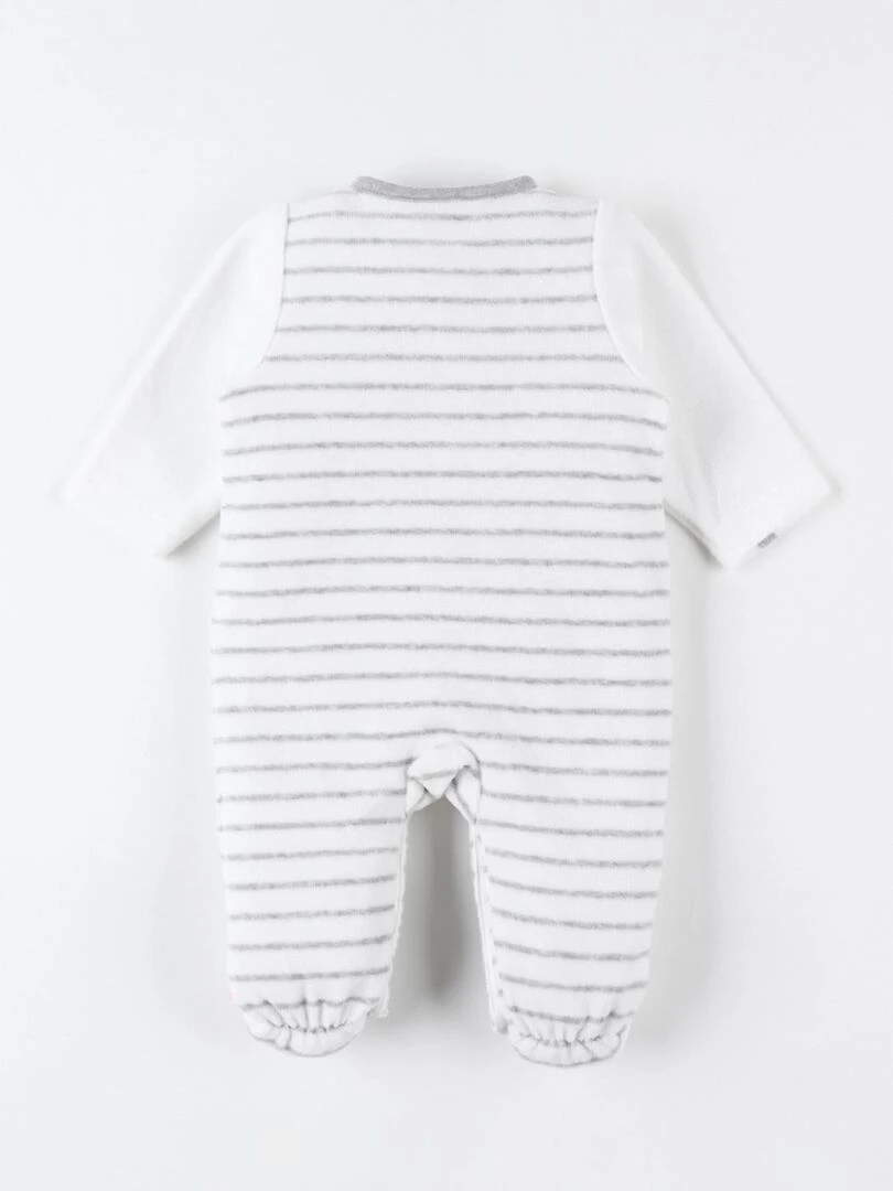 Pyjama 1 pièce rayé en velours  écru/gris foncé   Noukie's   Gris