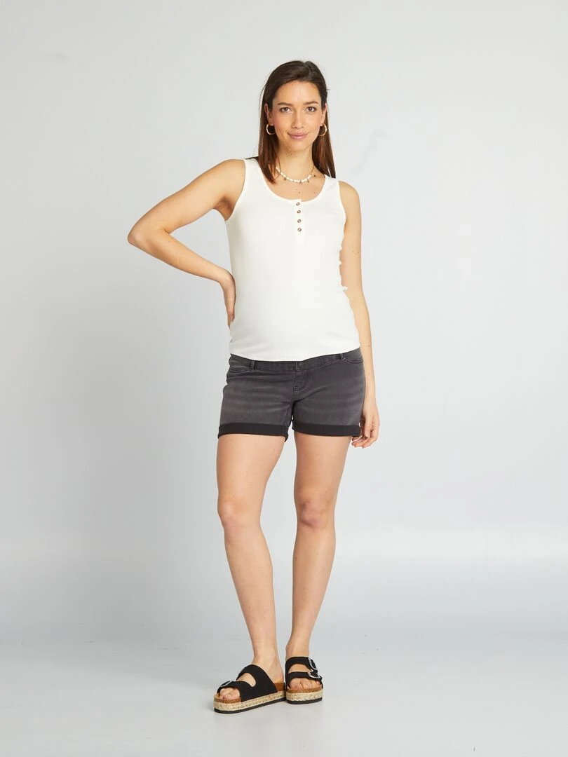 Short de maternité en jean Gris anthracite