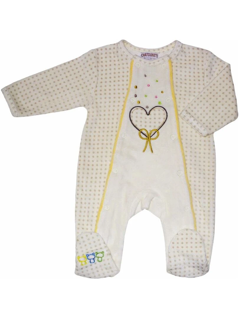 Pyjama "MON MACARON" LES CHATOUNETS Ecru