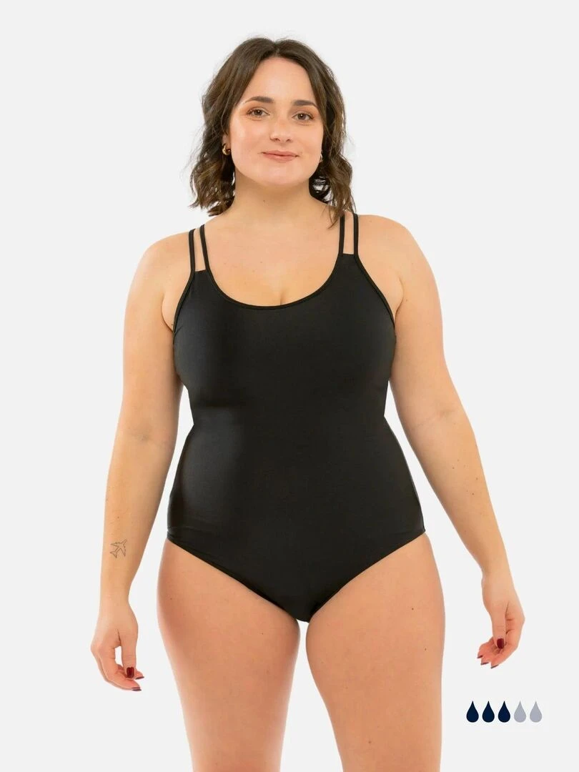 Maillot de bain Menstruel bretelles ajustables   Flux Moyen   Stella   Noir