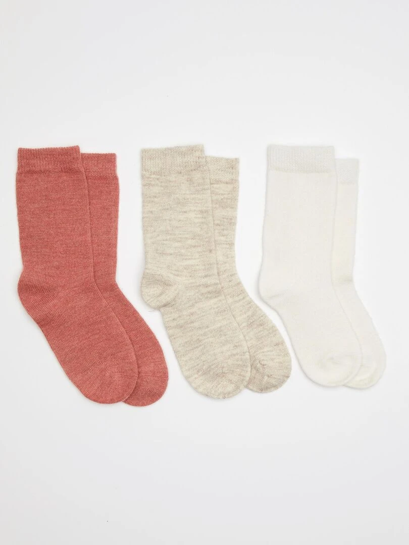 Lot de 3 paires de chaussettes unies maille laineuse Thermolactyl Damart Beige