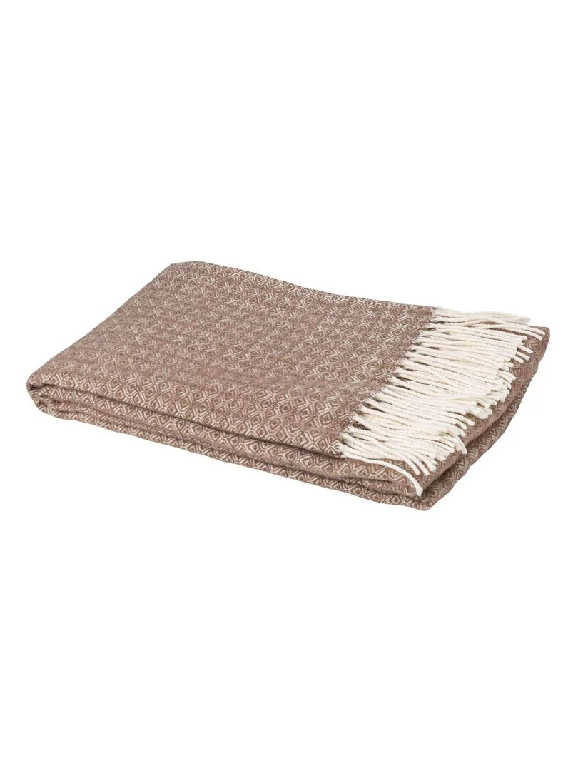 Plaid en Laine à Motifs Géométriques Taupe