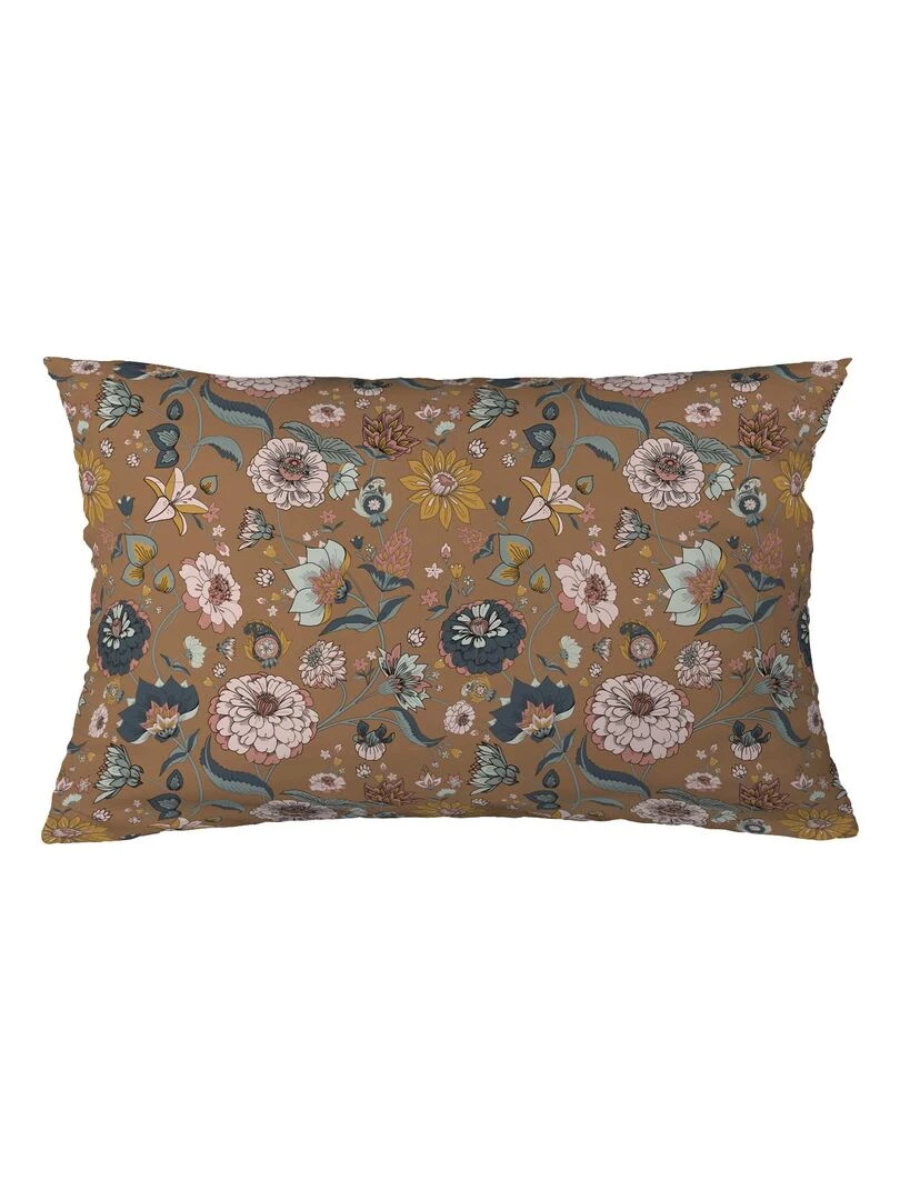 Taie d'oreiller gaze coton Camelia Marron