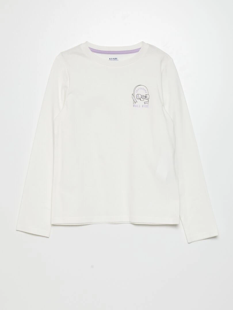 Tee shirt en jersey à manches longues Lot de 3 Violet/blanc/gris