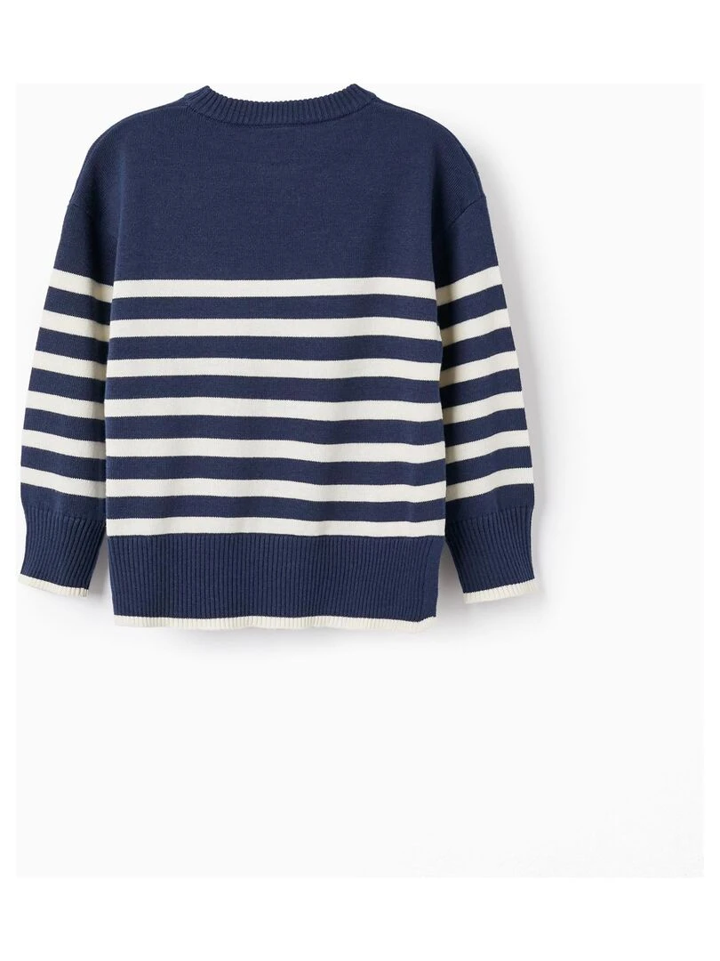 Pull en Maille à Rayures pour Garçon SPRING BEGINS Bleu foncé