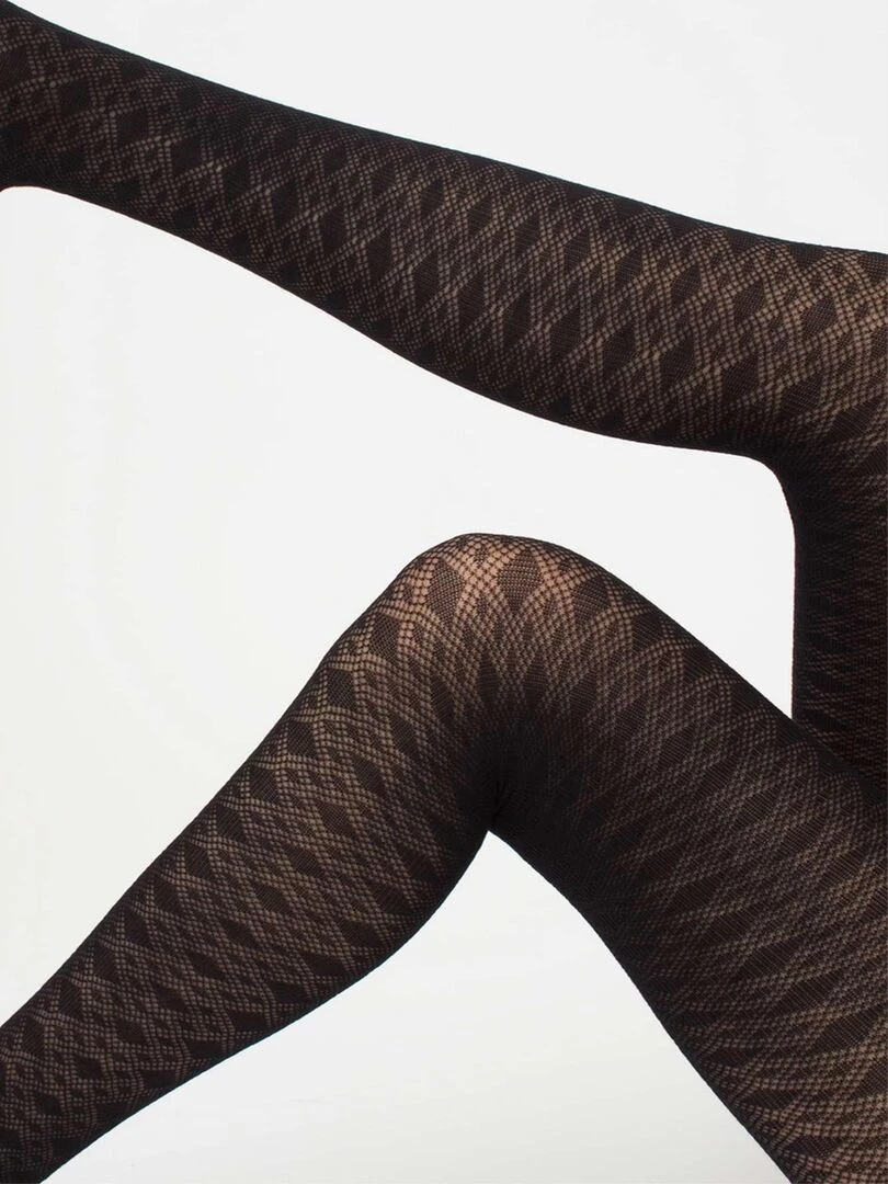 Giulia   Lacery Collant 60den à motif géométrique   Noir   L   Noir