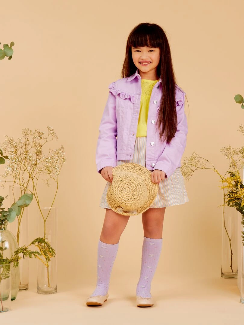 Veste en jean avec volants Violet