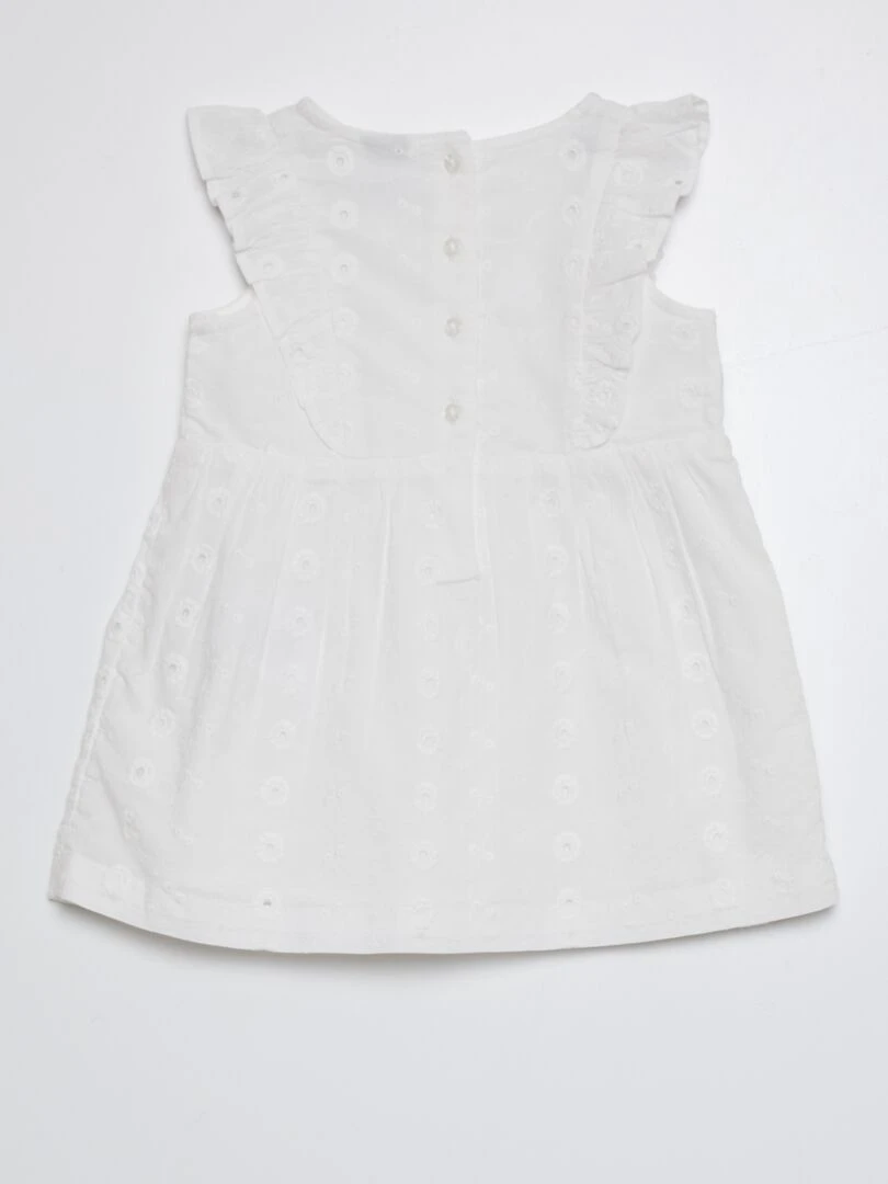 Robe volantée avec broderie anglaises blanc