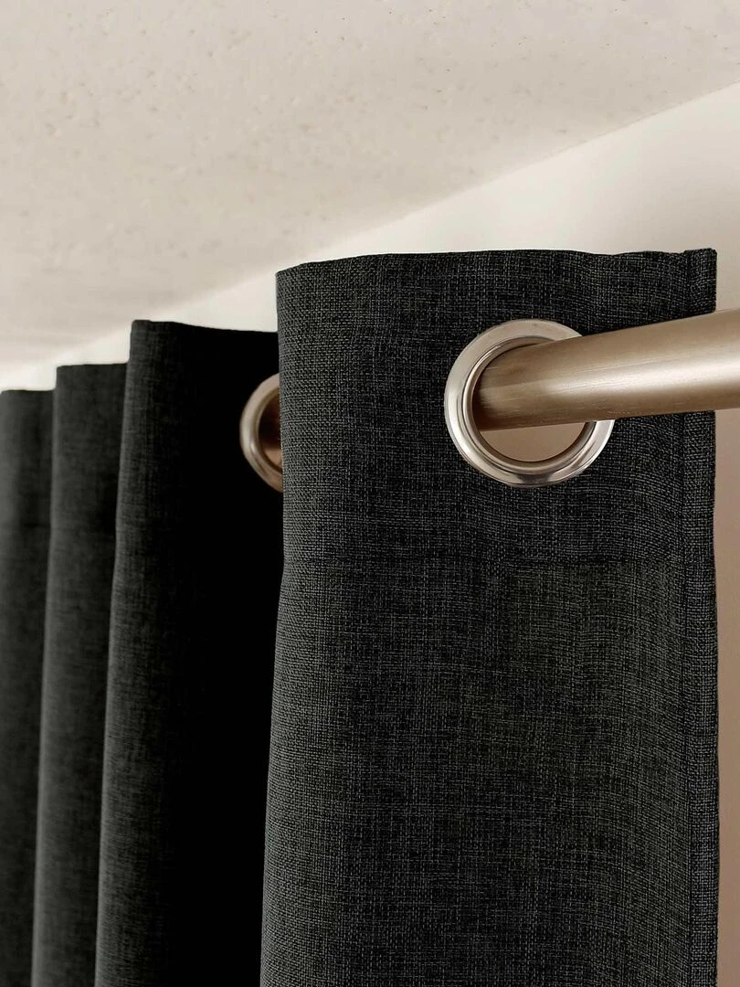 Rideau uni avec œillets ronds   Noir