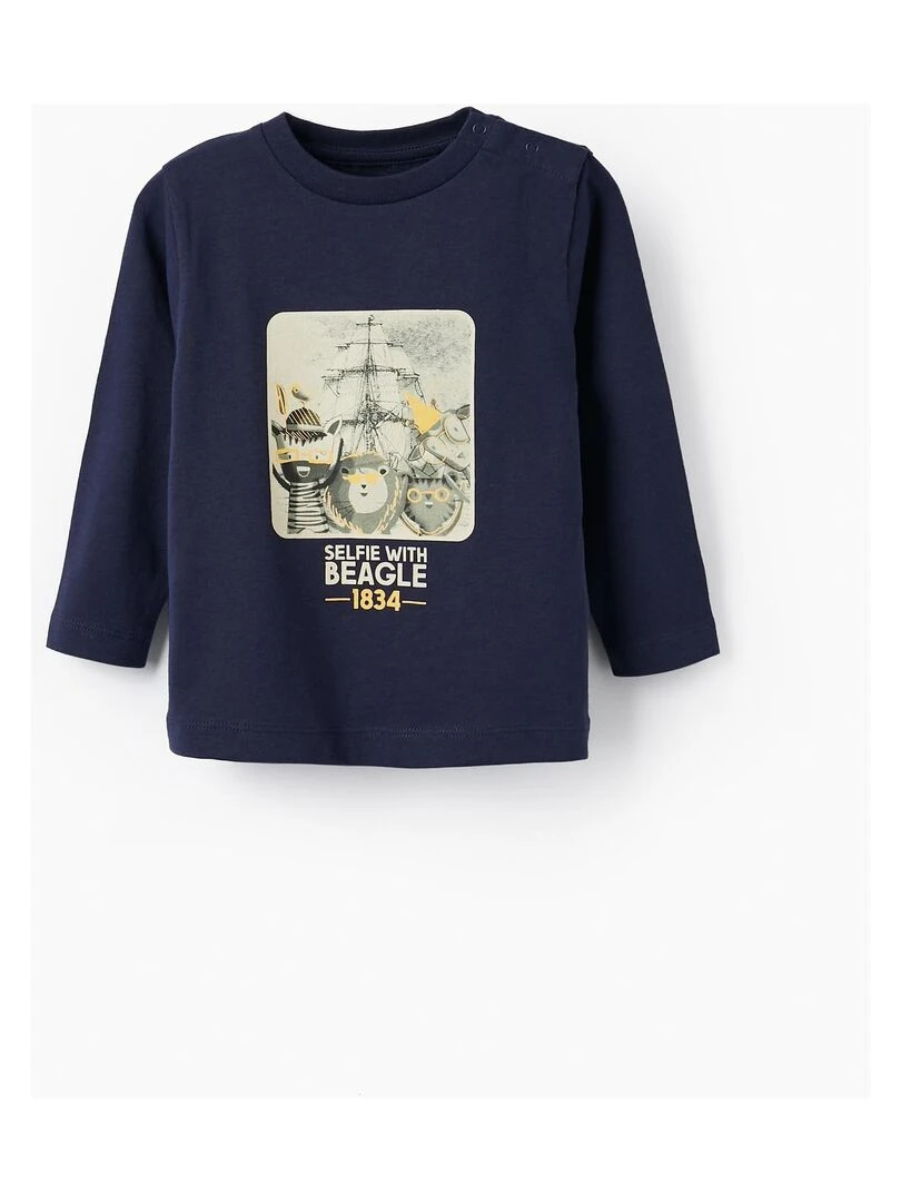 T shirt en Coton pour Bébé Garçon 'Beagle' manches longues GREAT GOALS GREAT WORLD Bleu foncé