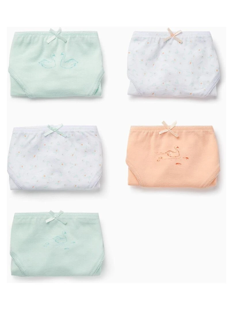 Pack 5 Culottes pour Fille 'Cygnes' ESSENTIALS LINE Multicolore
