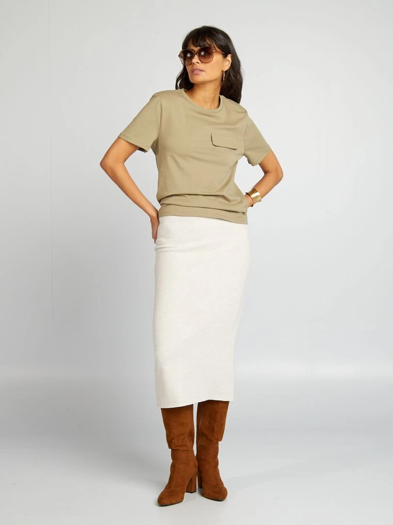 T shirt manches courtes avec poche poitrine Kaki