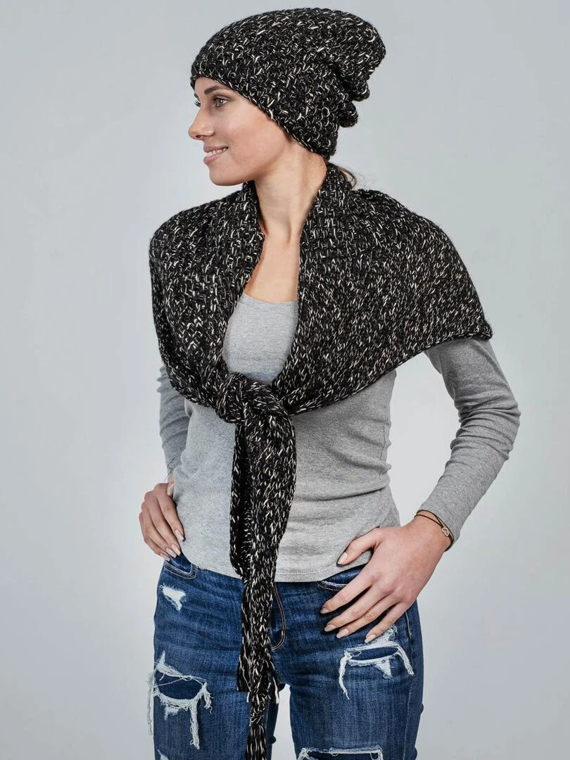 Ensemble Echarpe Bonnet Lumina Made in UE Noir