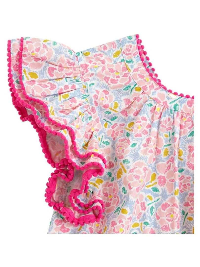 Blouse Fleurie Fille  Rose Bleu Pâle  Manches Papillons  BUTTERFLY   'LA FAUTE A VOLTAIRE'   Rose