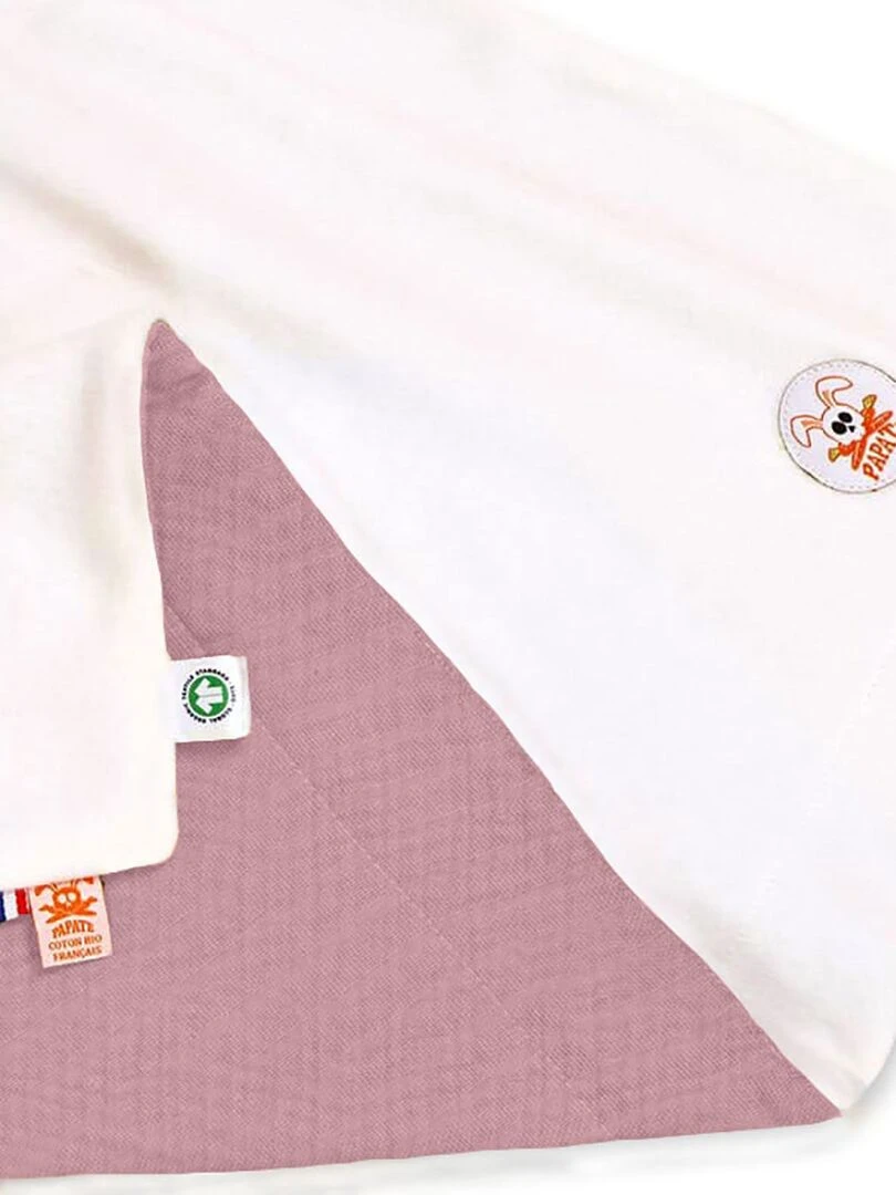 Couverture en Coton Bio Rex Blanc et Rose Rose