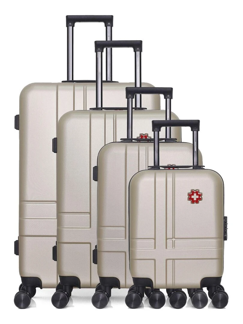 Set de 4 Valises Rigides Grand Format Taille Moyenne Valise Cabine et Vanity USTER M Beige