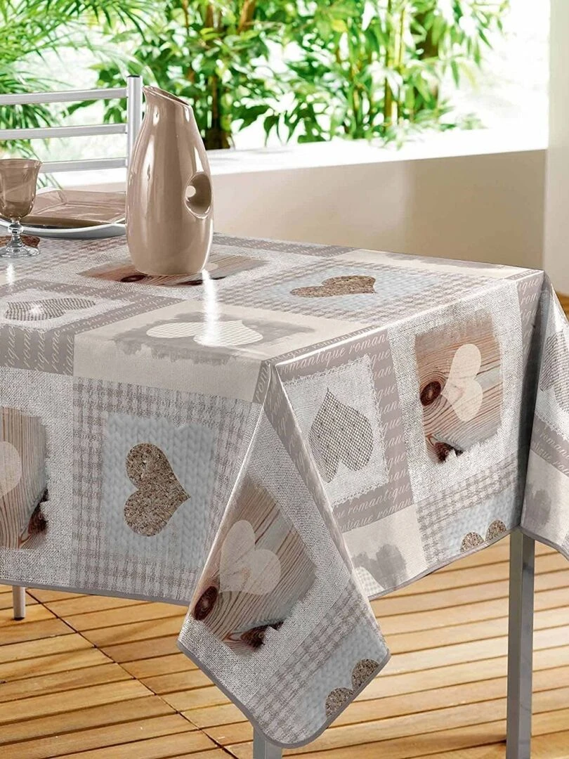 Nappe rectangle Cosy coeur Blanc Marron