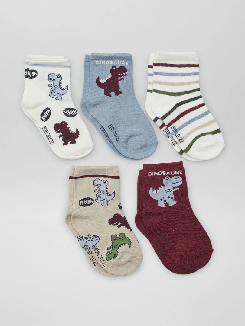 Lot de 5 paires de chaussettes Marron/bleu/beige/rouge