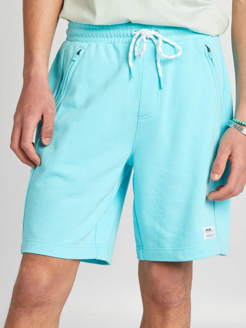 Short en molleton avec poches zippées bleu turquoise