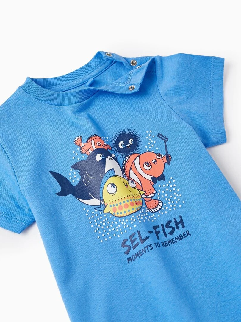 T Shirt En Coton Pour Bébé Garçon 'Sel Fish' manches courtes AUSTRALIAN SURFING   Bleu foncé